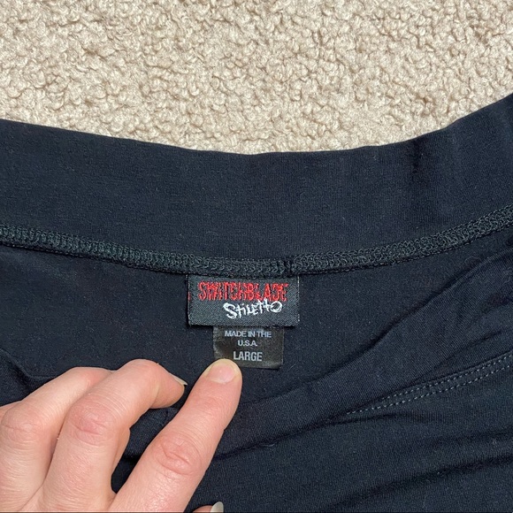 Switchblade Stiletto Black Zipper Pinup Rockabilly Wiggle Dress L - Picture 4 of 5